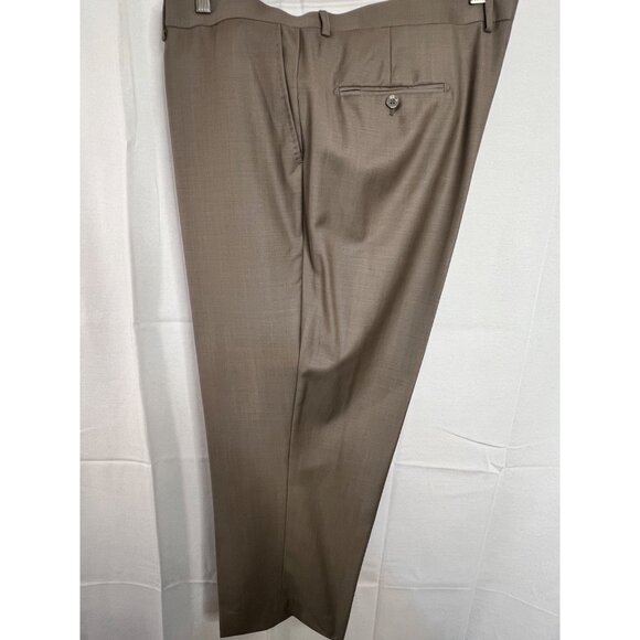 Baroni Couture Men 100% Wool Dress Pants Sand 44L Flat Front Classic Fit Luxury - Picture 7 of 14